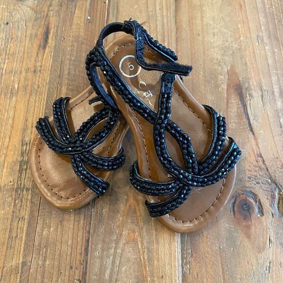 NEW Cherokee Black Jeweled Sandal Toddler Girl Size 5 - Picture 13 of 13